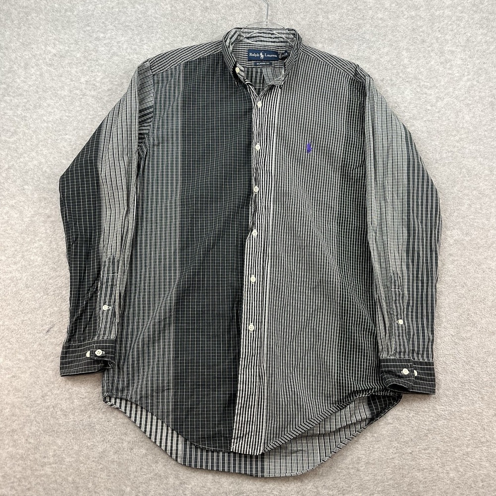 Ralph Lauren Shirt Mens M Classic Fit Long Sleeve Multi Plaid Color Block Unique